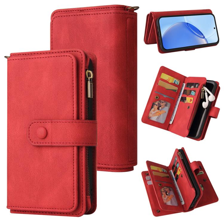 Skin Feel Multi Card Slots Zipper Wallet Leather Phone Case, For Realme 16T 5G, For Realme 16 Pro+ 5G, For Realme 16 Pro 5G, For Realme P4x 5G, For Realme C63 / C61 / Note 60