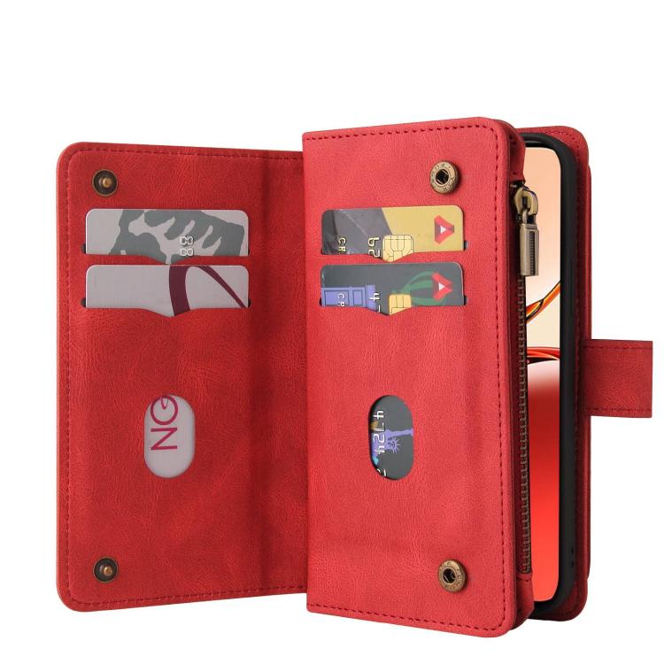 Skin Feel Multi Card Slots Zipper Wallet Leather Phone Case, For Realme 16T 5G, For Realme 16 Pro+ 5G, For Realme 16 Pro 5G, For Realme P4x 5G, For Realme C63 / C61 / Note 60
