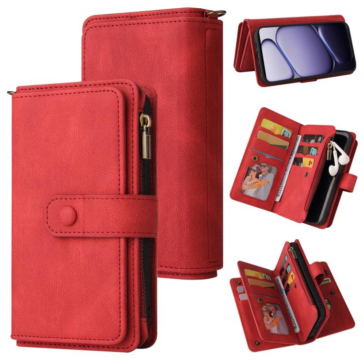 Skin Feel Multi Card Slots Zipper Wallet Leather Phone Case, For Realme 16T 5G, For Realme 16 Pro+ 5G, For Realme 16 Pro 5G, For Realme P4x 5G, For Realme C63 / C61 / Note 60