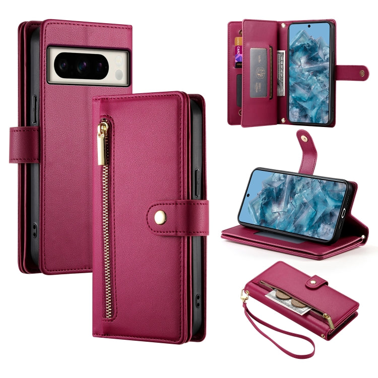 Nine Card-slot Zipper Wallet Bag Leather Phone Case, For Google Pixel 11a, For Google Pixel 11 Pro XL, For Google Pixel 11 / Pixel 11 Pro, For Google Pixel 10a, For Google Pixel 9a, For Google Pixel 9 Pro XL, For Google Pixel 9 / 9 Pro                 ...
