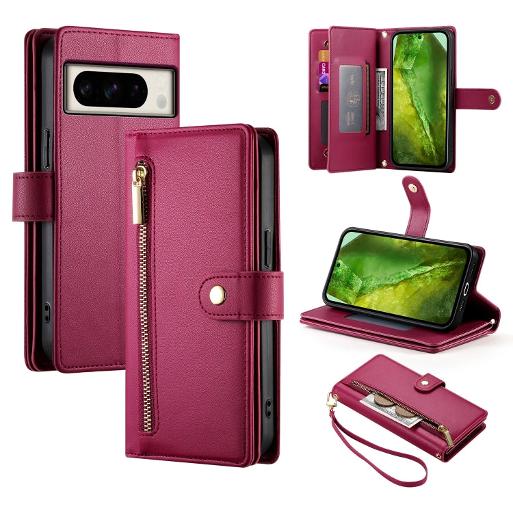 Nine Card-slot Zipper Wallet Bag Leather Phone Case, For Google Pixel 11a, For Google Pixel 11 Pro XL, For Google Pixel 11 / Pixel 11 Pro, For Google Pixel 10a, For Google Pixel 9a, For Google Pixel 9 Pro XL, For Google Pixel 9 / 9 Pro                 ...