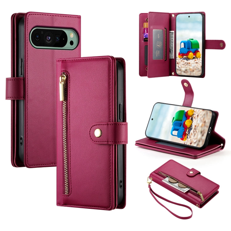 Nine Card-slot Zipper Wallet Bag Leather Phone Case, For Google Pixel 11a, For Google Pixel 11 Pro XL, For Google Pixel 11 / Pixel 11 Pro, For Google Pixel 10a, For Google Pixel 9a, For Google Pixel 9 Pro XL, For Google Pixel 9 / 9 Pro                 ...