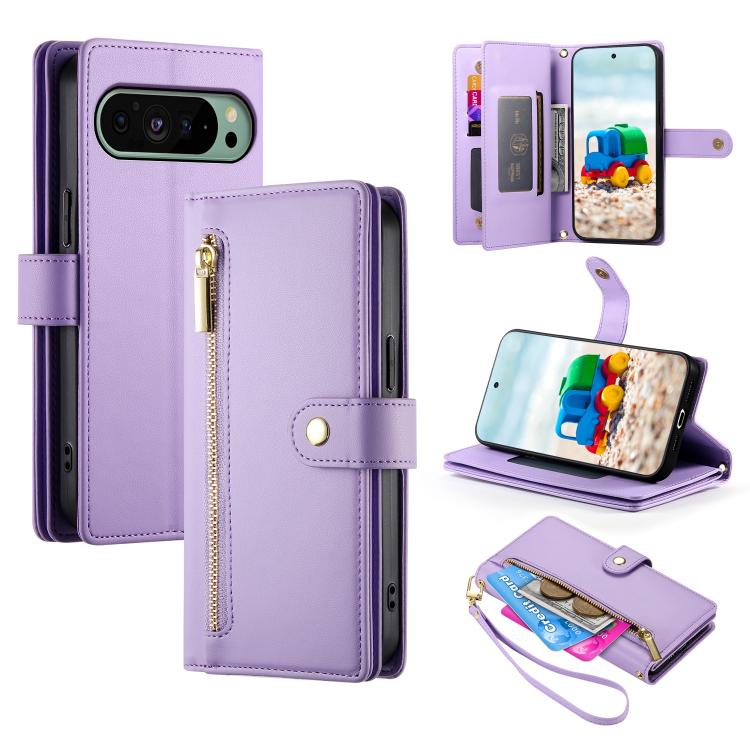 Nine Card-slot Zipper Wallet Bag Leather Phone Case, For Google Pixel 11a, For Google Pixel 11 Pro XL, For Google Pixel 11 / Pixel 11 Pro, For Google Pixel 10a, For Google Pixel 9a, For Google Pixel 9 Pro XL, For Google Pixel 9 / 9 Pro                 ...