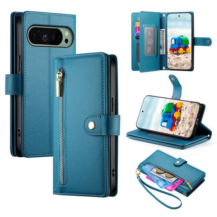 Nine Card-slot Zipper Wallet Bag Leather Phone Case, For Google Pixel 11a, For Google Pixel 11 Pro XL, For Google Pixel 11 / Pixel 11 Pro, For Google Pixel 10a, For Google Pixel 9a, For Google Pixel 9 Pro XL, For Google Pixel 9 / 9 Pro                 ...