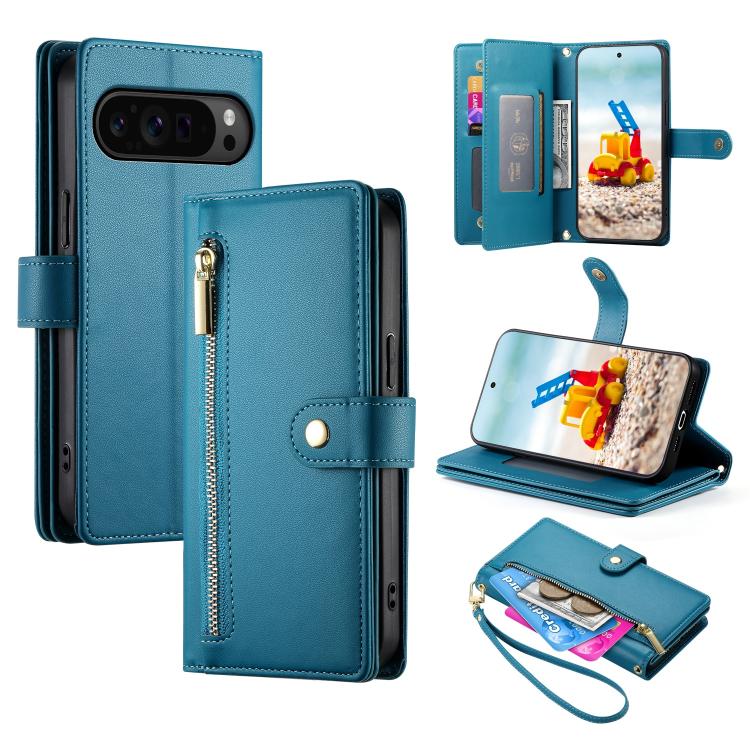 Nine Card-slot Zipper Wallet Bag Leather Phone Case, For Google Pixel 11a, For Google Pixel 11 Pro XL, For Google Pixel 11 / Pixel 11 Pro, For Google Pixel 10a, For Google Pixel 9a, For Google Pixel 9 Pro XL, For Google Pixel 9 / 9 Pro                 ...