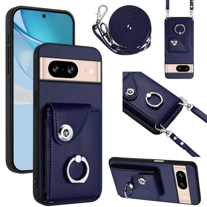 Navy phone card holder case with lanyard, ring stand and card slot