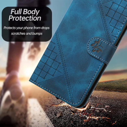 Grid Butterfly Embossed Pattern Flip Leather Phone Case with Lanyard, For OnePlus 8 Pro