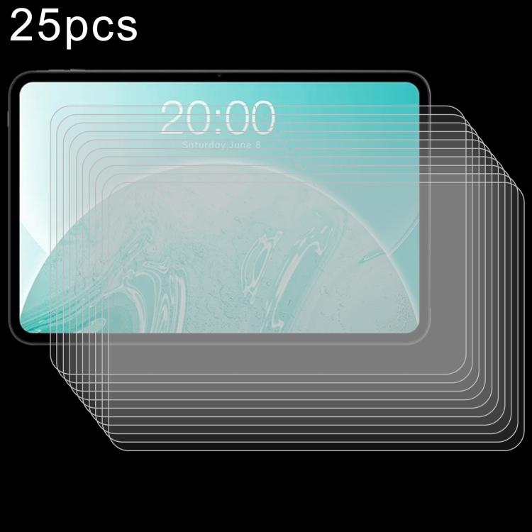 25-pack explosion-proof tempered glass screen protectors layered on tablet screen