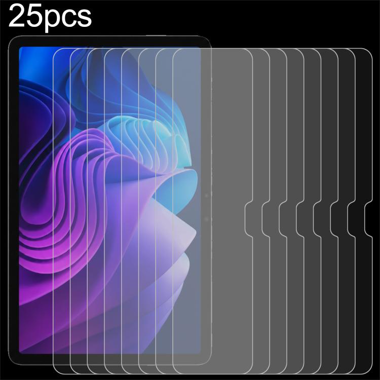 25-pack tablet screen protector films, multiple clear tempered glass panels