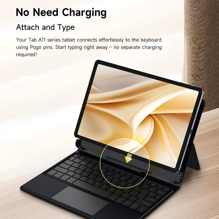 Black tablet smart keyboard folio case open with trackpad and keyboard