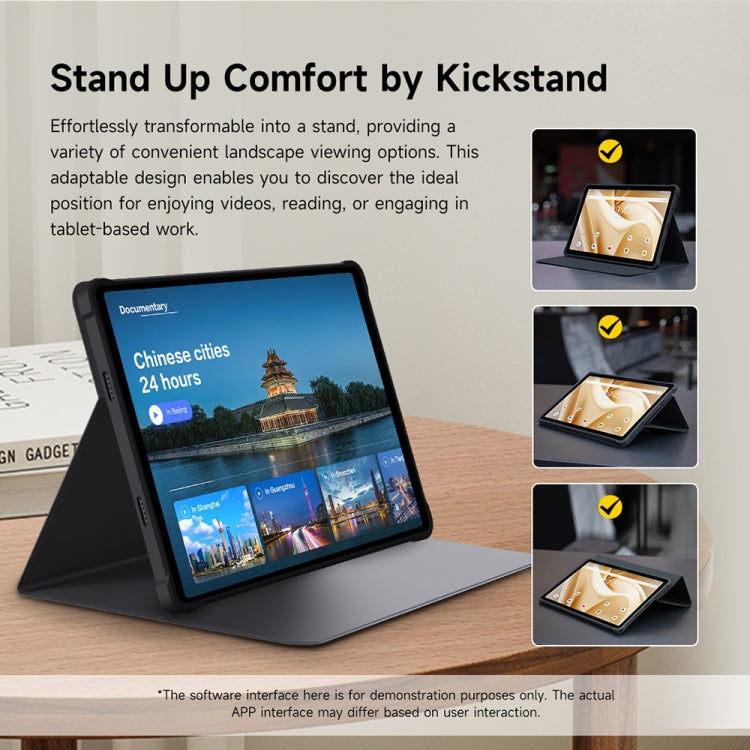 Black tablet book cover case with adjustable kickstand viewing angles