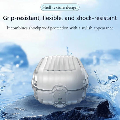 White shell-texture earbuds case with security lock, water-resistant style