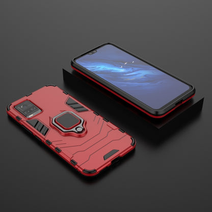 Red rugged phone case with ring holder and shockproof edges