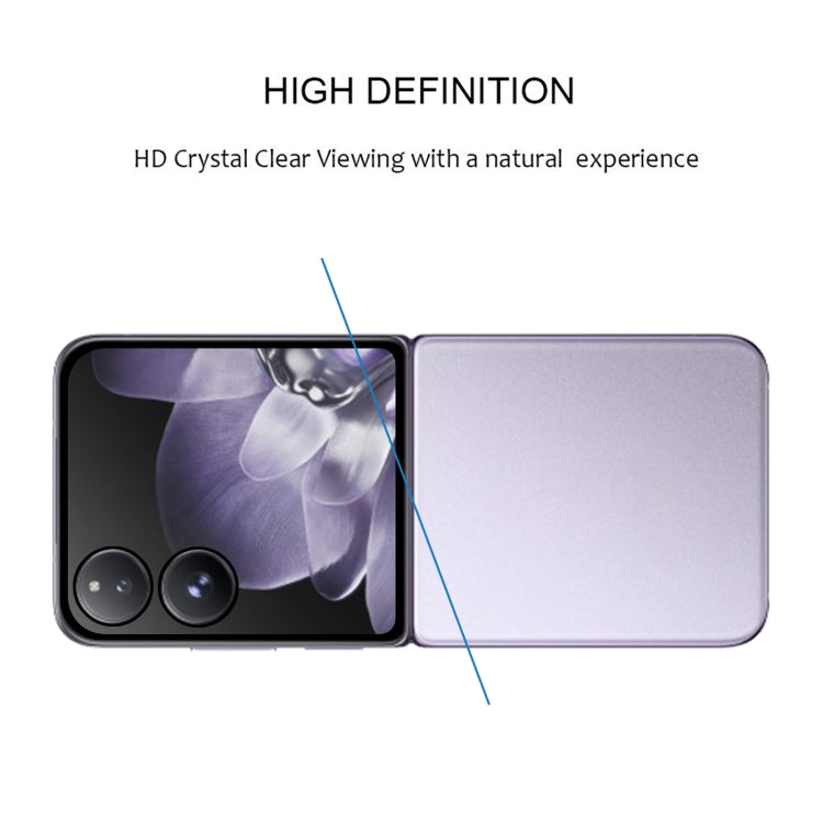 Tempered glass screen protector covering both display halves on a foldable phone