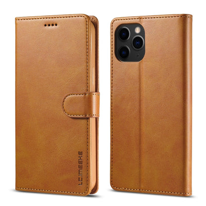 Brown leather wallet flip phone case with card holder and rear camera cutout