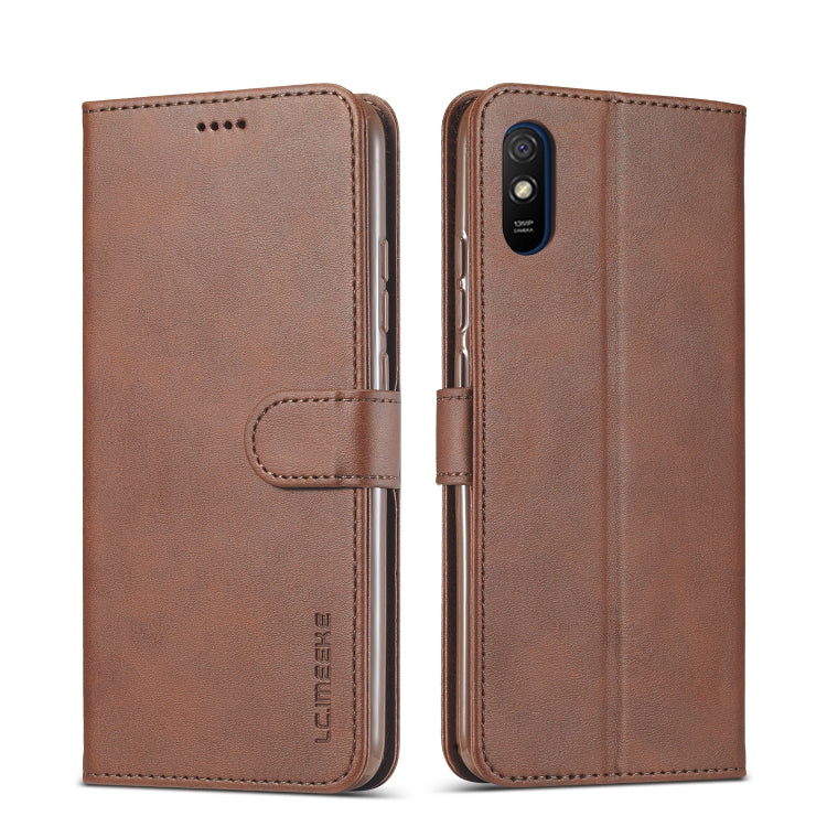 Brown leather horizontal flip phone case with card holder and wallet, camera cutout