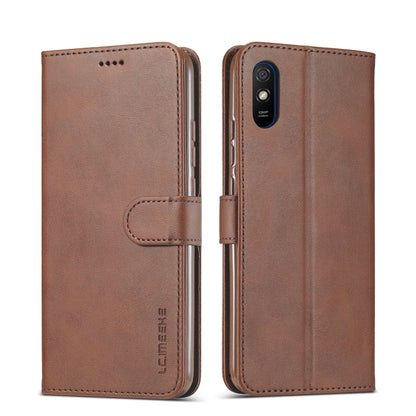 Brown leather horizontal flip phone case with card holder and wallet, camera cutout