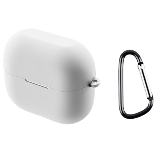 White silicone earphone case with carabiner clip for wireless earbuds