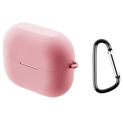 Pink silicone earphone case with carabiner clip for wireless earbuds