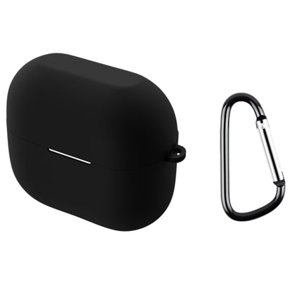 Matte black silicone earphone case with carabiner clip for wireless earbuds