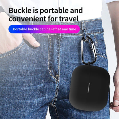 Black silicone earphone case with carabiner clip for wireless earbuds