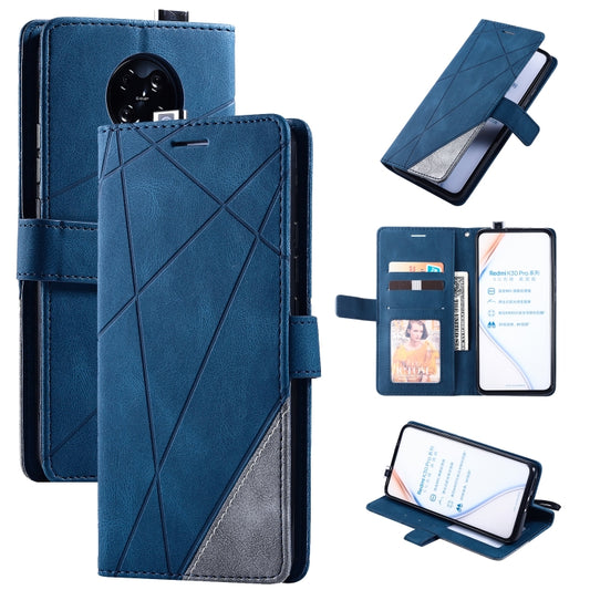 Blue flip leather phone case with card holder and wallet-style pocket
