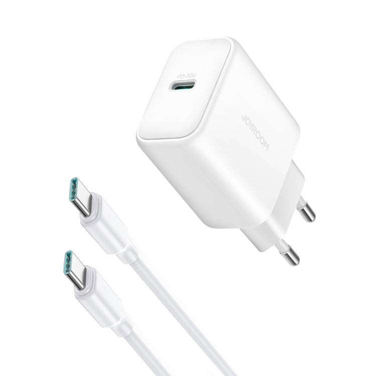 White EU USB-C fast charger with Type-C port and two plug prongs