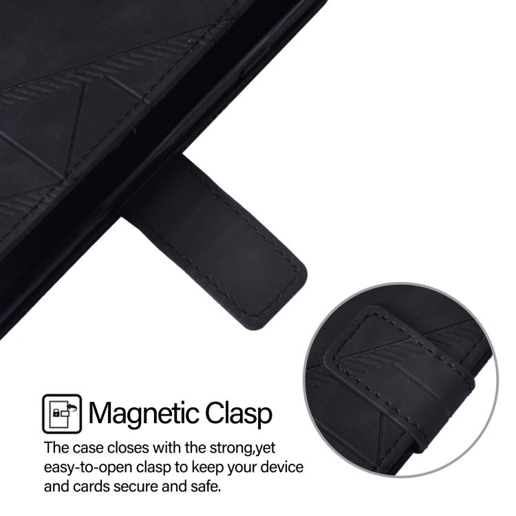 Black flip phone case corner with stitched magnetic clasp detail