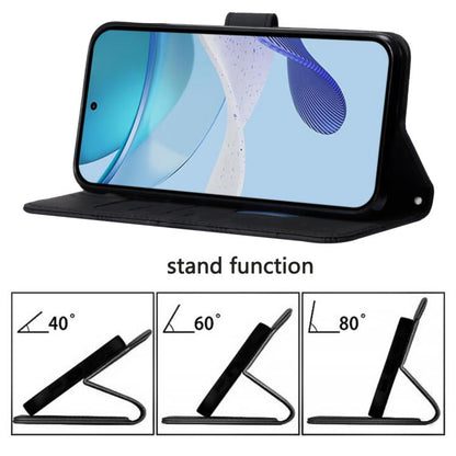 Black flip phone case with built-in stand for viewing at an angle