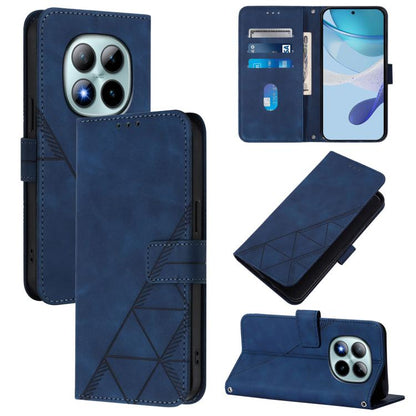 Blue embossed flip leather crossbody phone case with magnetic stand and card slots
