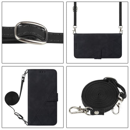 Black flip phone case with detachable crossbody strap and magnetic closure