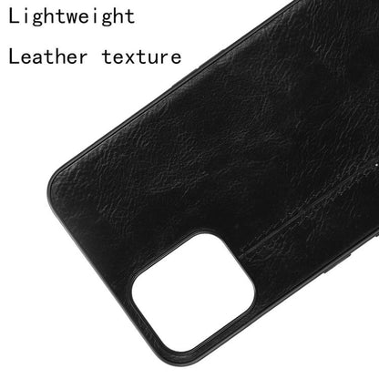Black phone case with smooth leather texture and large cutout window