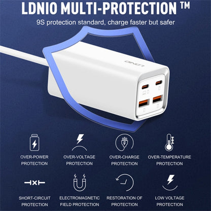 White LDNIO desktop fast charger with four ports and built-in protection