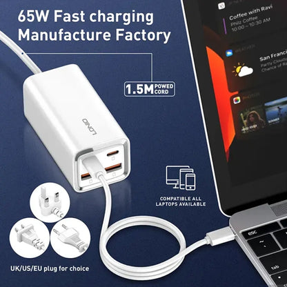 White LDNIO fast desktop charger with four ports and 1.5 m cable