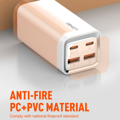 White multi-port fast wall charger with dual USB-C and dual USB-A ports