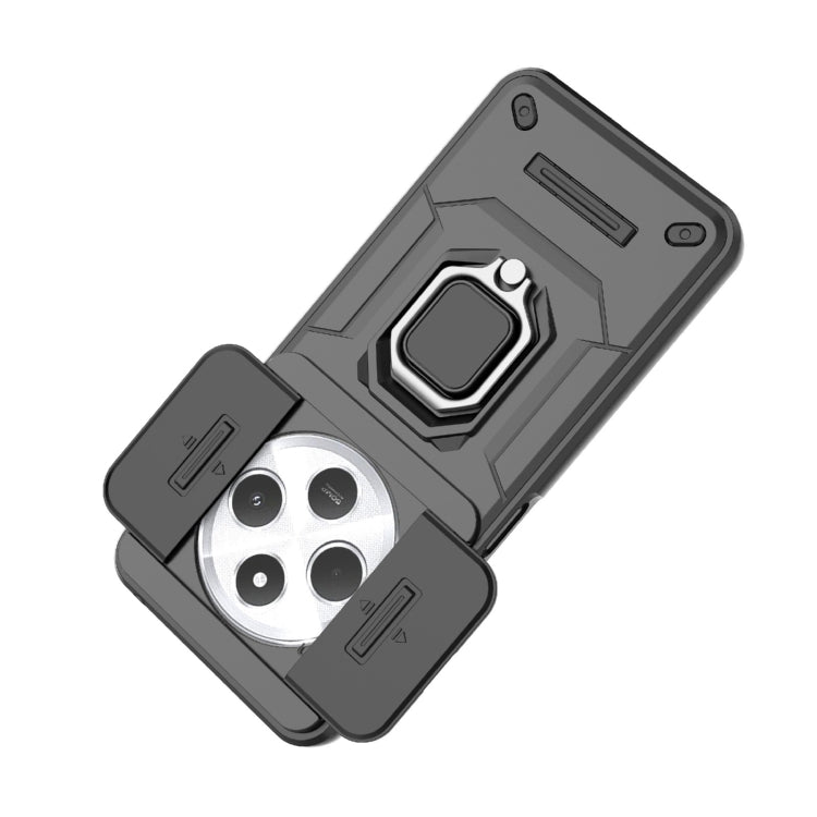 Shockproof phone case with camera cutout and raised bumper, dark gray