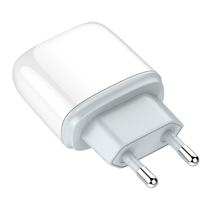 LDNIO fast charger with two-pin plug and charging port, compact white and gray
