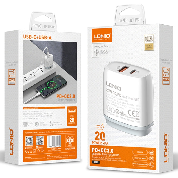 LDNIO fast charger retail box with the white dual-port charging adapter