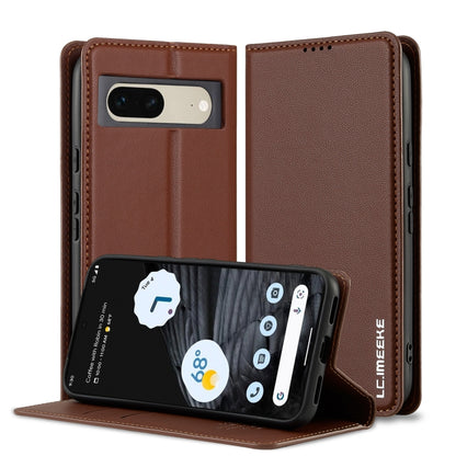 Brown PU phone case with frosted fine texture, flip cover, and camera cutout