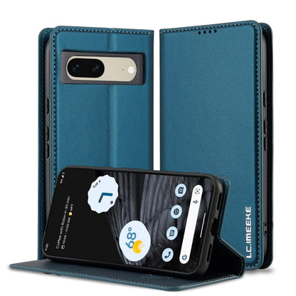 Blue PU phone case with frosted fine texture, flip cover, and camera cutout