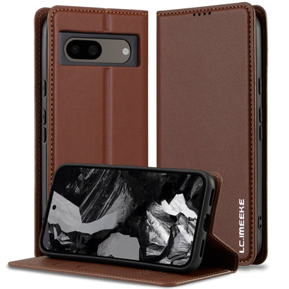 Brown frosted PU folio phone case with side openings and kickstand view