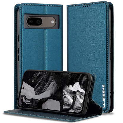 Blue frosted PU folio phone case with side openings and kickstand view