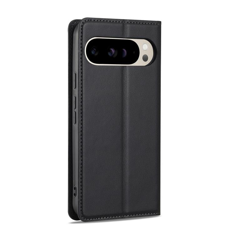 Black phone case with flip cover and camera window cutout on the back