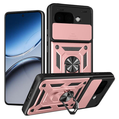Pink TPU+PC phone case with sliding camera cover and rugged armor frame