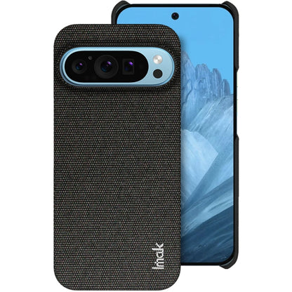Black textured fabric-look phone case with camera cutout and raised edges