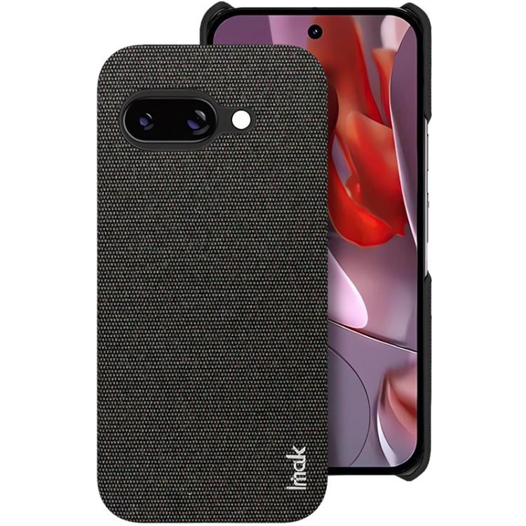Textured fabric-look phone case with camera cutout, dark black, slim back cover