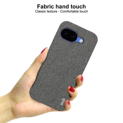 Textured fabric-look phone case with camera cutout, light grey, comfortable hand feel