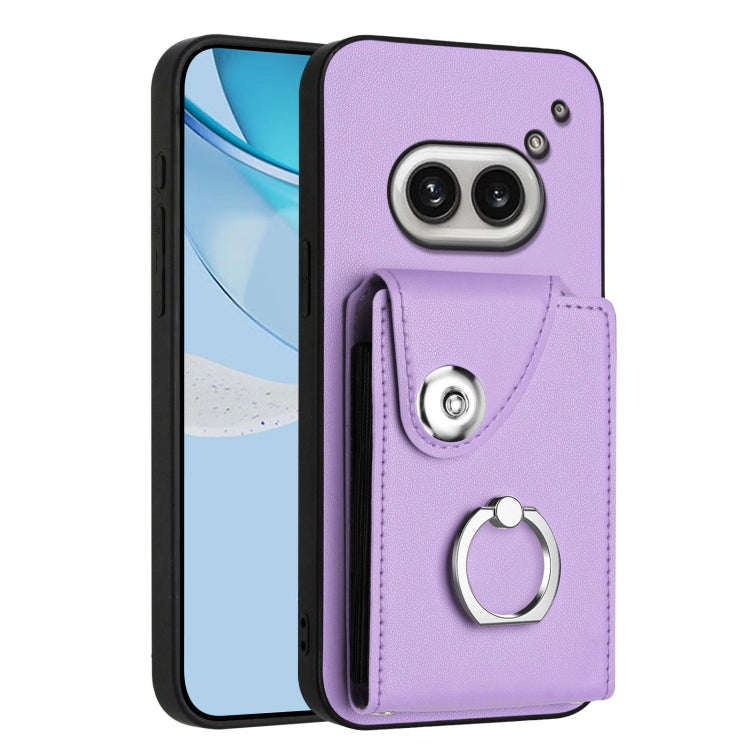 Purple phone case with card pocket and metal ring holder