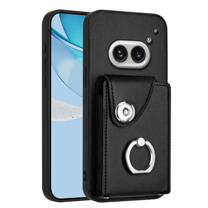 Black phone case with card pocket and metal ring holder