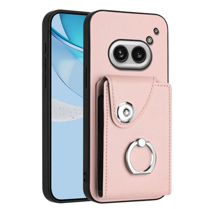 Pink phone case with card pocket and metal ring holder